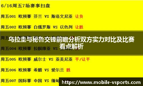 乌拉圭与秘鲁交锋前瞻分析双方实力对比及比赛看点解析